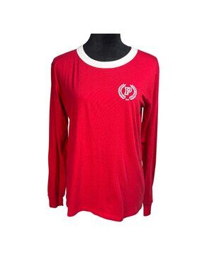 Victoria's Secret PINK Red Campus Long Sleeve Crest Tee Shirt M